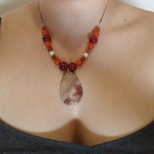 Handmade necklace with glasss and semi precious stones